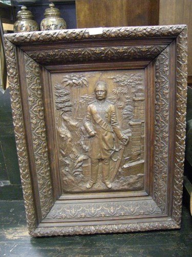 Lot 133 - A framed carving of General Gordon