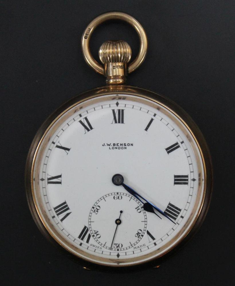 Lot 283 - A 9ct gold open faced pocket watch,