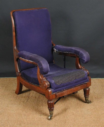 Lot 732 - A Daw's patent rosewood reclining armchair, circa 1825