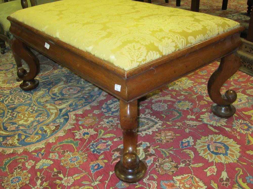 Lot 37 - A Victorian rosewood scroll leg upholstered