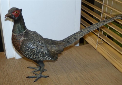 Lot 582 - An early 20th century Austrian cold painted bronze cock pheasant
