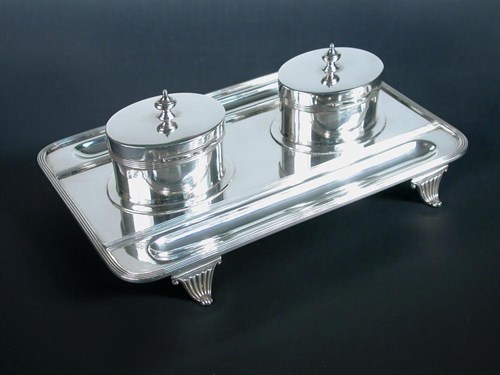 Lot 254 - A late Victorian silver twin bottle inkstand