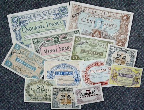 Lot 213 - Twelve Ville de Lille proof and withdrawn issue banknotes