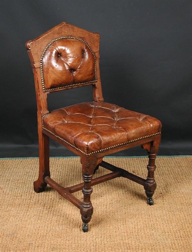 Lot 731 - A 19th century gothic oak library chair in the manner of Pugin, circa 1850