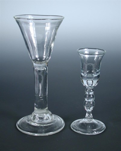 Lot 130 - Two 18th century soda wine glasses