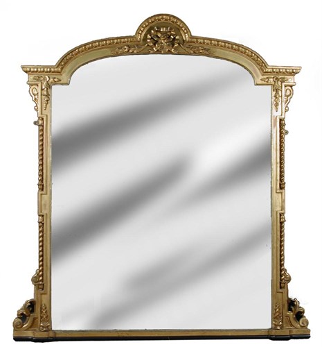 Lot 730 - A large 19th century gilt framed overmantle mirror