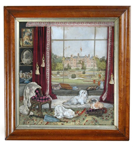 Lot 532 - A framed montage of Sandringham and Queen Victoria's Maltese dogs