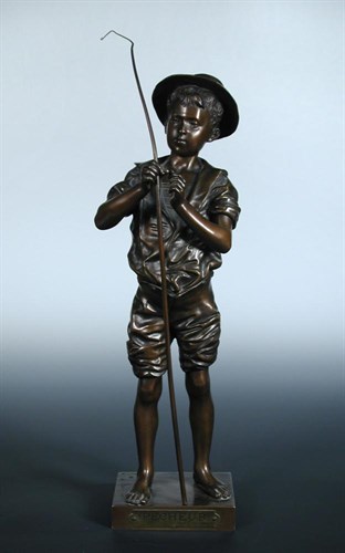 Lot 611 - Adolphe Jean Lavergne (1852-1901), 'Pecheur', a bronze figure