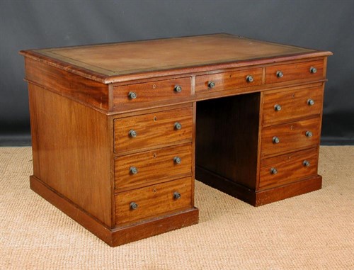 Lot 717 - A 19th century mahogany pedestal desk