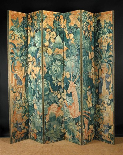 Lot 660 - A six fold fabric screen, 20th century