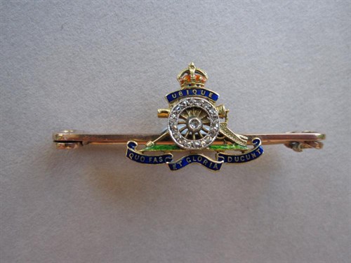 Lot 171 - A diamond and enamel Royal Artillery pin brooch