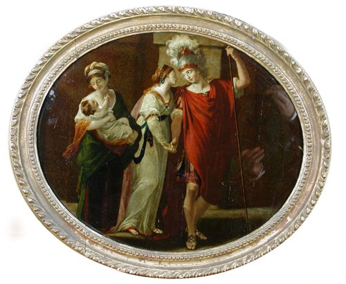 Lot 686 - A late 18th century oval reverse glass print