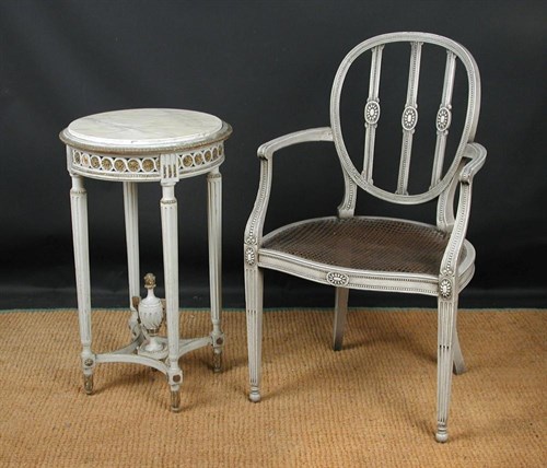 Lot 672 - A Louis XVI revival painted urn stand
