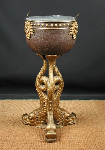 Lot 708 - A cast iron pedestal jardiniere, 20th century
