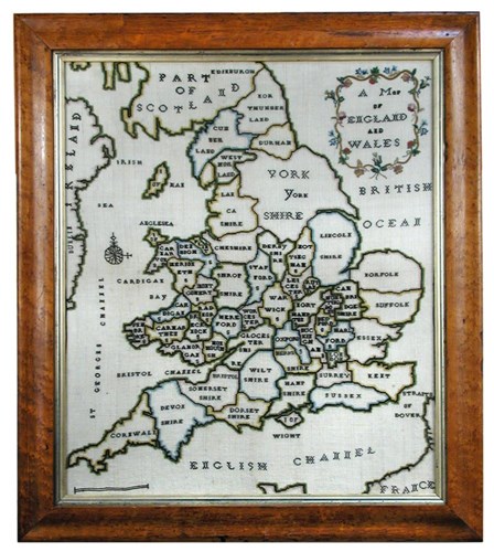 Lot 576 - An early 19th century county map of England needlework