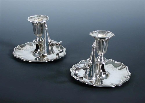 Lot 303 - A pair of early Victorian silver chambersticks