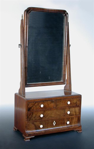 Lot 665 - An 18th century and later walnut dressing table mirror