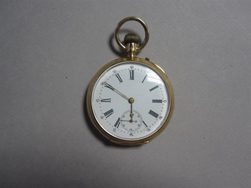 Lot 198 - A Swiss gold cased open face pocket watch