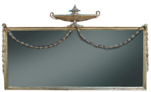 Lot 694 - An 18th century gilt gesso framed overmantle mirror in the manner of Robert Adam