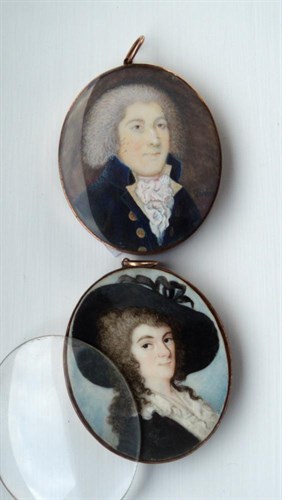 Lot 571 - 'Bishop', a portrait miniature of a gentleman and another of a lady