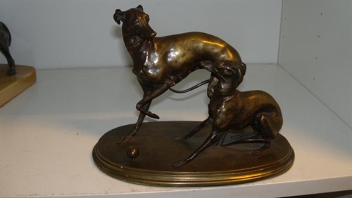 Lot 603 - After Pierre Jules Mene (1810-1871), a bronze group of two whippets