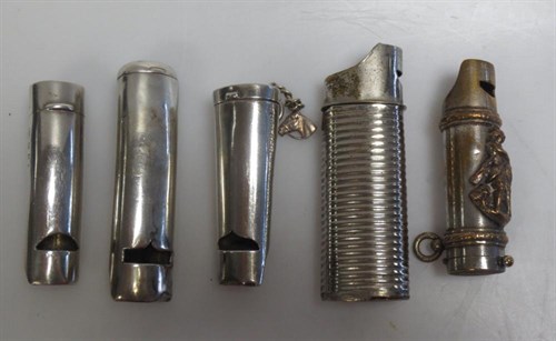 Lot 402 - A late Victorian silver whistle incorporating a vesta case