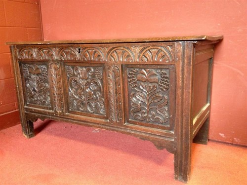 Lot 755 - A 17th century oak panelled chest