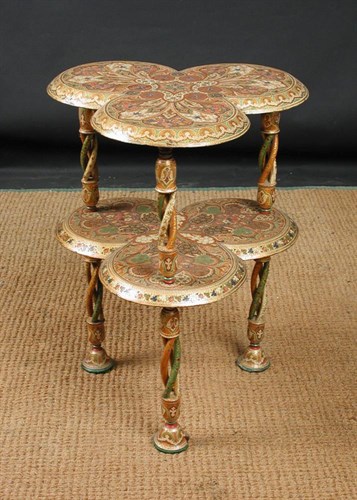 Lot 912 - A small Kashmiri lacquer two tier table, circa 1890