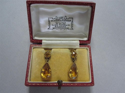 Lot 171 - A pair of citrine pendant earrings