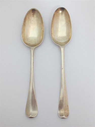 Lot 360 - A set of four George II assorted Hanoverian  spoons