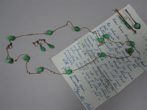 Lot 196 - A jade and seed pearl chain necklace and a small collection of other jade jewellery