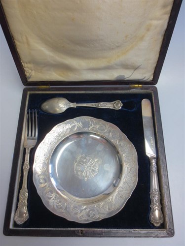Lot 349 - A Victorian silver christening set