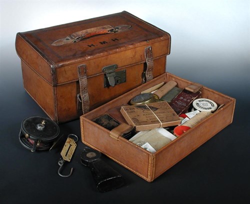 Lot 621 - Hardy - A Leather fishing tackle case