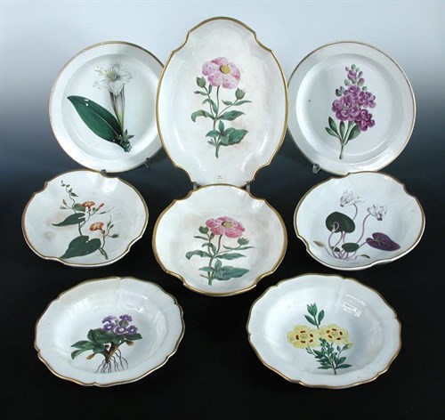 Lot 7 - A collection of early 19th century Swansea cream ware botanical dessert wares