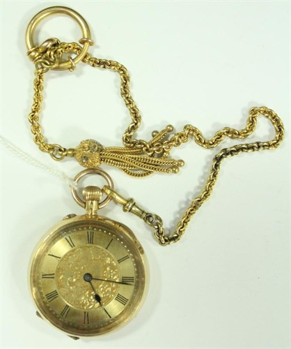 Lot 272 - A small gold open face fob watch