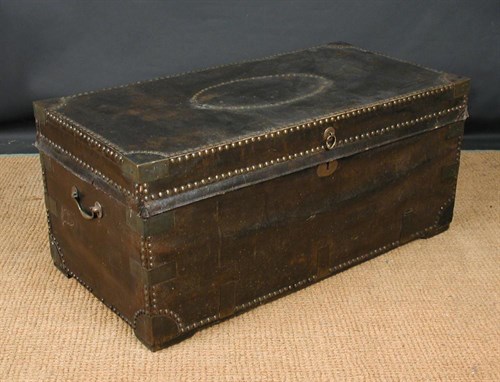 Lot 837 - A 19th century brass studded leather trunk