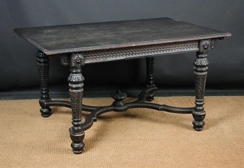 Lot 828 - A 17th century revival Continental mahogany centre table,  19th century