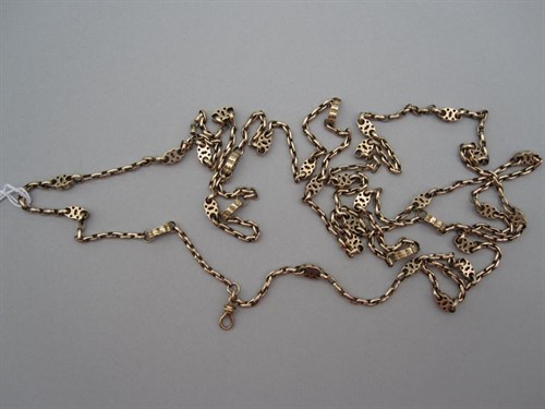 Lot 126 - A 19th century fancy link long chain