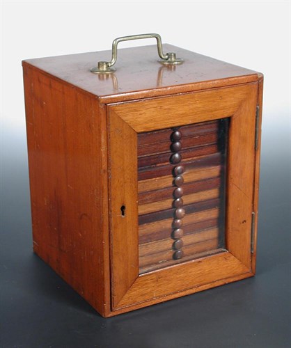 Lot 693 - A mahogany seventeen drawer case of approximately two hundred microscope slides