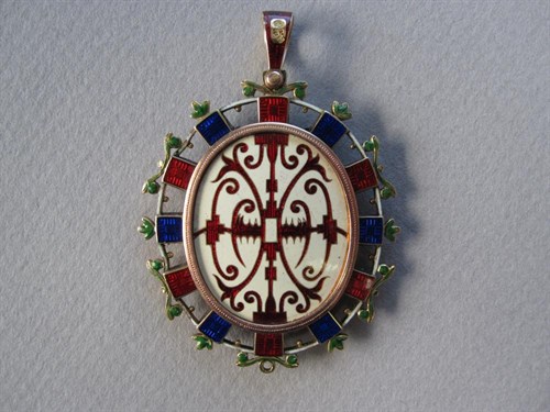 Lot 125 - A Renaissance revival enamelled locket by Child & Child