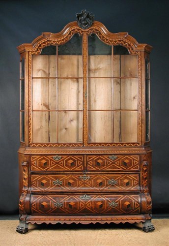 Lot 901 - A late 18th century Dutch walnut marquetry vitrine