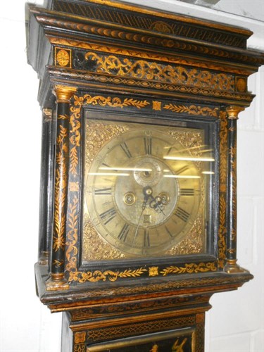 Lot 773 - Joseph Green, North Sheilds (sic), a black lacquered chinoiserie long cased clock