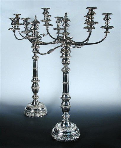 Lot 288 - A pair of Old Sheffield plate Candelabra, circa 1840