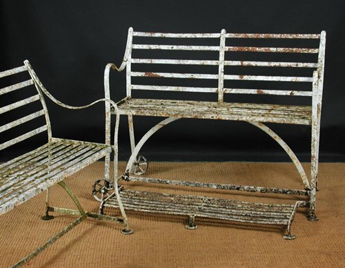 Lot 922 - A pair of matched Regency painted ironwork garden seats