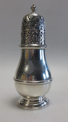 Lot 357 - A silver baluster shaped caster