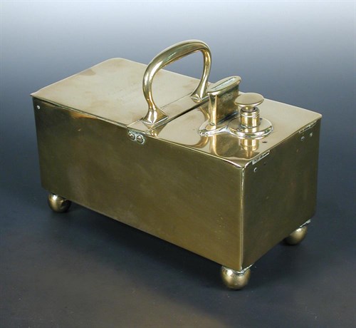 Lot 688 - A 19th century brass tavern tobacco box