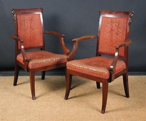 Lot 908 - A pair of Louis Phillipe mahogany armchairs