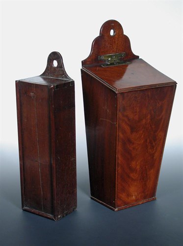 Lot 668 - Two George III mahogany candle boxes
