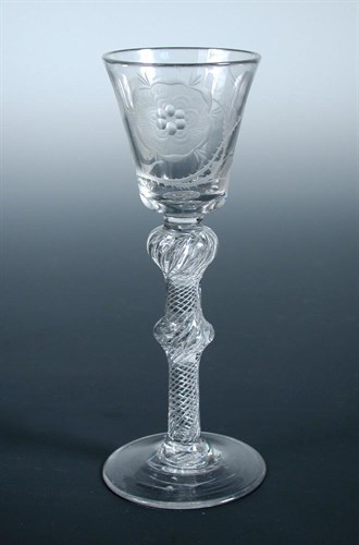 Lot 66 - A mid 18th century air twist Jacobite glass