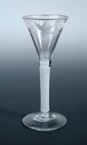 Lot 69 - Attributed to William Beilby, a mid 18th century opaque twist wine glass